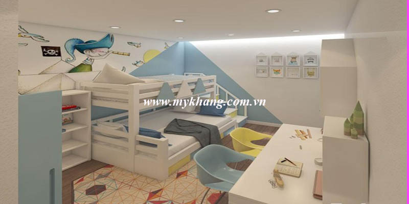 Mẫu thiết kế nội thất phòng ngủ tiện nghi cho bé năm 2017