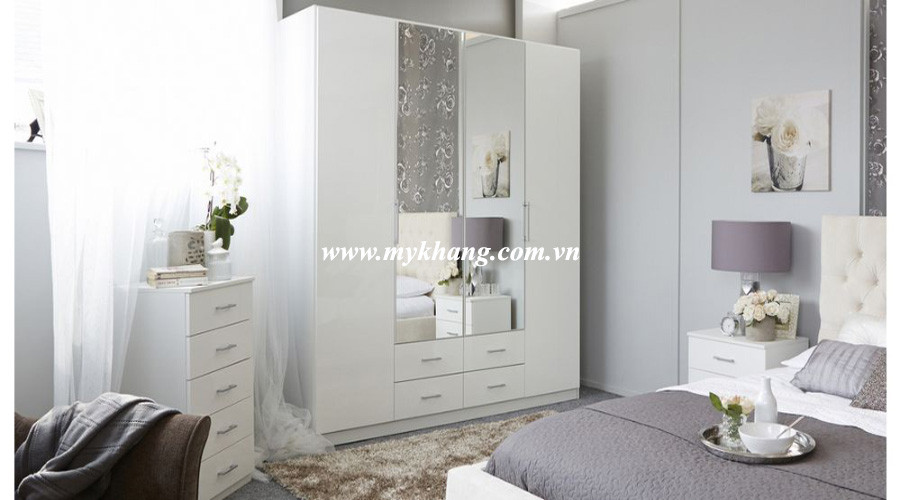 Mẫu tủ áo thiết kế hiện đại cho không gian nội thất phòng ngủ